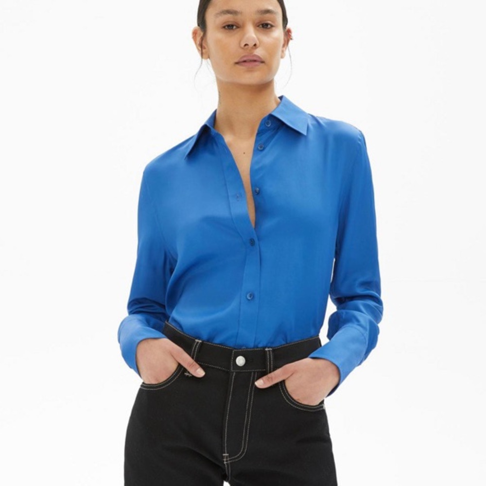 helmut lang cobalt blue button up